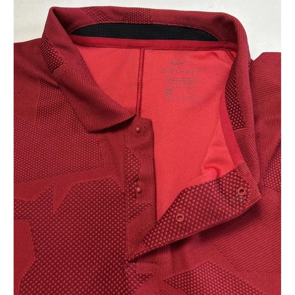 Mens‎ Nike Dri Fit Tiger Woods Camo Jacquard Golf Red Polo CT3801 Sz XL
